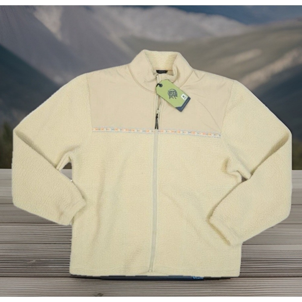 Prana Hurricane Full Zip Fleece Jacket Cliffside NWT Ivory Mens M